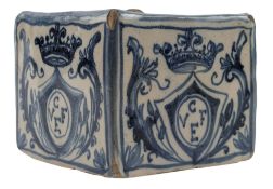 BELIEVED ITALIAN 18TH CENTURY MAJOLICA CERAMIC INKWELL DUSTER