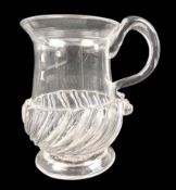 LATE 18TH CENTURY HAND BLOWN GLASS WRYTHEN ALE TANKARD