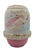 CONTINENTAL 19TH CENTURY HAND PAINTED BISQUE PORCELAIN FAIRY TEA LIGHT HOLDER