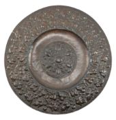 BELIEVED JOHN PEARSON, NEWLYN SCHOOL, REPOUSSE COPPER FLORAL CHARGER