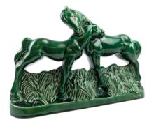 1930S ART DECO CERAMIC HORSE & FOAL DECORATIVE FIGURINE