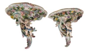 SITZENDORF LATE 19TH / EARLY 20TH CENTURY PORCELAIN WALL BRACKETS