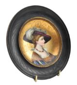 POSSIBLY LIMOGES 19TH CENTURY HAND PAINTED PORTRAIT PLATE