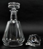 BACCARAT - 20TH CENTURY GLASS TALLYRYND DECANTER ALONG WITH AN ELEPHANT PAPERWEIGHT