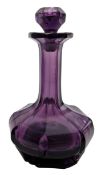VICTORIAN 19TH CENTURY AMETHYST GLASS PERFUME BOTTLE WITH STOPPER