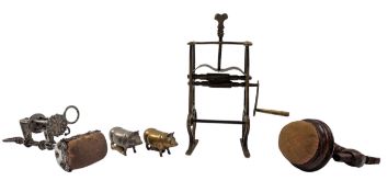 FIVE VICTORIAN 19TH CENTURY HAND SEWING BRASS & WOODEN ITEMS