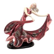 STEFAN DAKON FOR GOLDSCHEIDER - ART DECO PORCELAIN CABINET FIGURINE OF DANCER