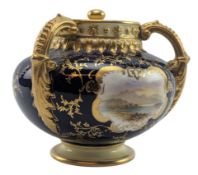 E. O. BALL FOR COALPORT - EARLY 20TH CENTURY HAND PAINTED PORCELAIN CENTREPIECE LIDDED POT