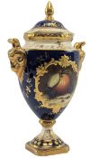 MALCOLM HARNETT FOR COALPORT - 20TH CENTURY HAND PAINTED PORCELAIN LIDDED URN VASE