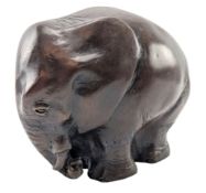 DONALD GREIG (B.1959) - BRONZE ELEPHANT PAPERWEIGHT FIGURINE