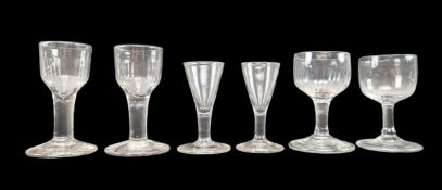 SIX 18TH CENTURY C. 1760 BLOWN GLASS CORDIAL DRINKING GLASSES