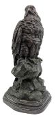 CAST PATINATED BRONZE SCULPTURE OF BIRD OF PREY, SIGNED BARRIE