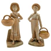 ROYAL WORCESTER - TWO 19TH CENTURY VICTORIAN BISQUE PORCELAIN FIGURINES