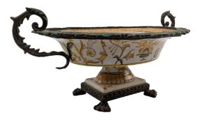 ITALIAN STYLE EARLY 20TH CENTURY CERAMIC & BRONZE MOUNTED CENTREPIECE