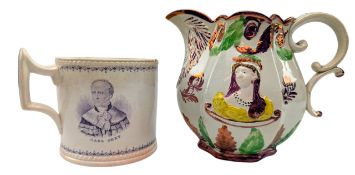 TWO 19TH CENTURY ENGLISH CERAMIC COMMEMORATIVE JUG AND MUG