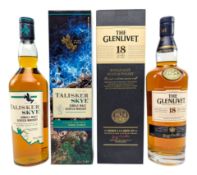 18 YEARS OLD GLENLIVET IN BOX T/W TALISKER SKYE WHISKY BOTTLES (2)