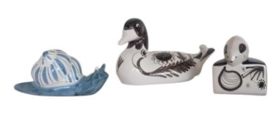 THREE LATE 20TH CENTURY DAVID SHARP RYE POTTERY FIGURES