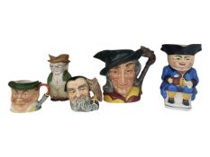 COLLECTION OF FIVE 20TH CENTURY CHARACTER / TOBY JUGS