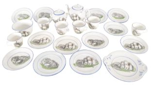 CIRCA 1900 CHINA CHILD'S TEA SERVICE WITH CAT AND DOG TRANSFER DESIGN