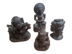 COLLECTION OF CARVED SOAPSTONE HINDU STATUES