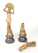 PAIR OF 20TH CENTURY ART DECO STYLE GILT PAINTED SPELTER FIGURES