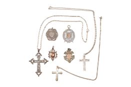 ASSORTMENT OF PENDANT NECKLACES & MEDAL FOBS