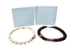 TWO TESSA TYLDESLEY DESIGNER BEAD NECKLACES