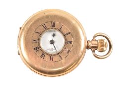 EARLY 20TH CENTURY GOLD PLATED HALF HUNTER POCKET WATCH