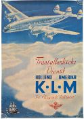 KLM TRANSATLANTIC AIR SERVICE - REPRODUCTION ADVERTISING POSTER
