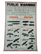 PUBLIC WARNING - REPRODUCTION WWII PROPAGANDA AIRSHIP & AEROPLANES POSTER