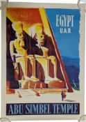 EGYPT U.A.R - ABU SIMBEL TEMPLE - VINTAGE TRAVEL POSTER
