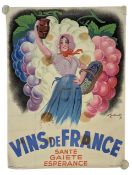 AFTER ANDRE GALLAND (1886-1965) - VINS DE FRANCE - LITHOGRAPHIC POSTER