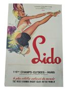 CABARET, CHAMPS ELYSEES - VINTAGE 1950S LIDO CABARET FRENCH ADVERTISING POSTER