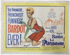 BRIGITTE BARDOT IN LA PARISIENNE - VINTAGE MID CENTURY TECHNICOLOUR SCREENPLAY POSTER
