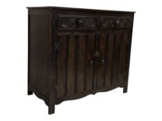 EARLY 20TH CENTURY JACOBEAN REVIVAL OAK DRESSER BASE SIDEBOARD
