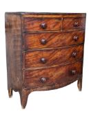 19TH CENTURY GEORGE III MAHOGANY BOW FRONTED CHEST OF DRAWERS