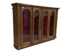 20TH CENTURY GOTHIC PINE WALL MOUNTED BOOKCASE / DISPLAY CABINET