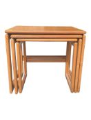 BRITISH MODERN DESIGN - MID CENTURY TEAK NEST OF THREE GRADUATING TABLES
