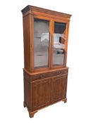 19TH CENTURY REPRODUCTION YEW WOOD LIBRARY BOOKCASE CABINET