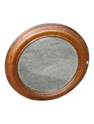 19TH CENTURY MAHOGANY PORTHOLE / ROUNDEL WALL MIRROR
