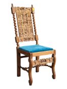 VICTORIAN LATE 19TH CENTURY CARVED CAROLEAN STYLE OAK CHAIR