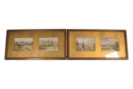 TWO 20TH CENTURY VILLAGE COUNTRY WATERCOLOUR PAINTINGS