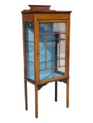 EDWARDIAN MAHOGANY INLAID CHINA DISPLAY CABINET VITRINE
