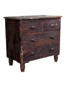19TH CENTURY VICTORIAN SCRUMBLED COTTAGE PINE CHEST OF DRAWERS