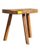 EARLY 20TH CENTURY FRENCH OAK & ELM THREE LEG MILKING STOOL