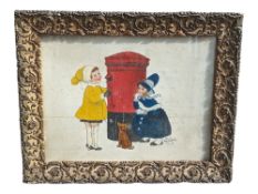 PEARL SCHONBACH - 1923 OIL ON PANEL CONTINENTAL STUDY OF CHILDREN
