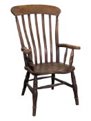 VICTORIAN 19TH CENTURY BEECH & ELM WOOD WINDSOR ARMCHAIR