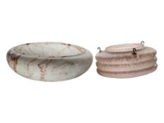 TWO VINTAGE 20TH CENTURY C 1930S ART DECO GLASS CEILING LIGHT SHADES