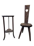 EARLY 20TH CENTURY CARVED WELSH SPINNING CHAIR W/ TABLE