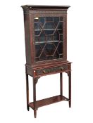 VICTORIAN CHINESE CHIPPENDALE MAHOGANY BOOKCASE ON STAND